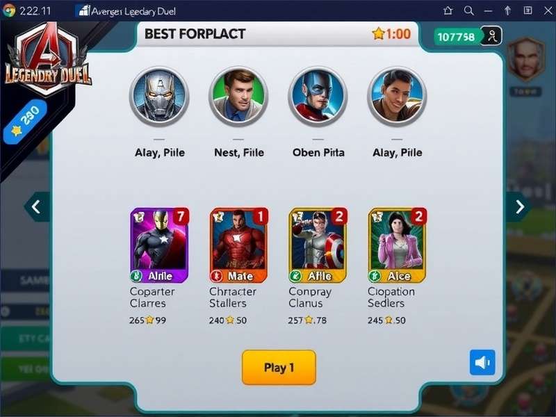Avengers Legendary Duel character selection screen